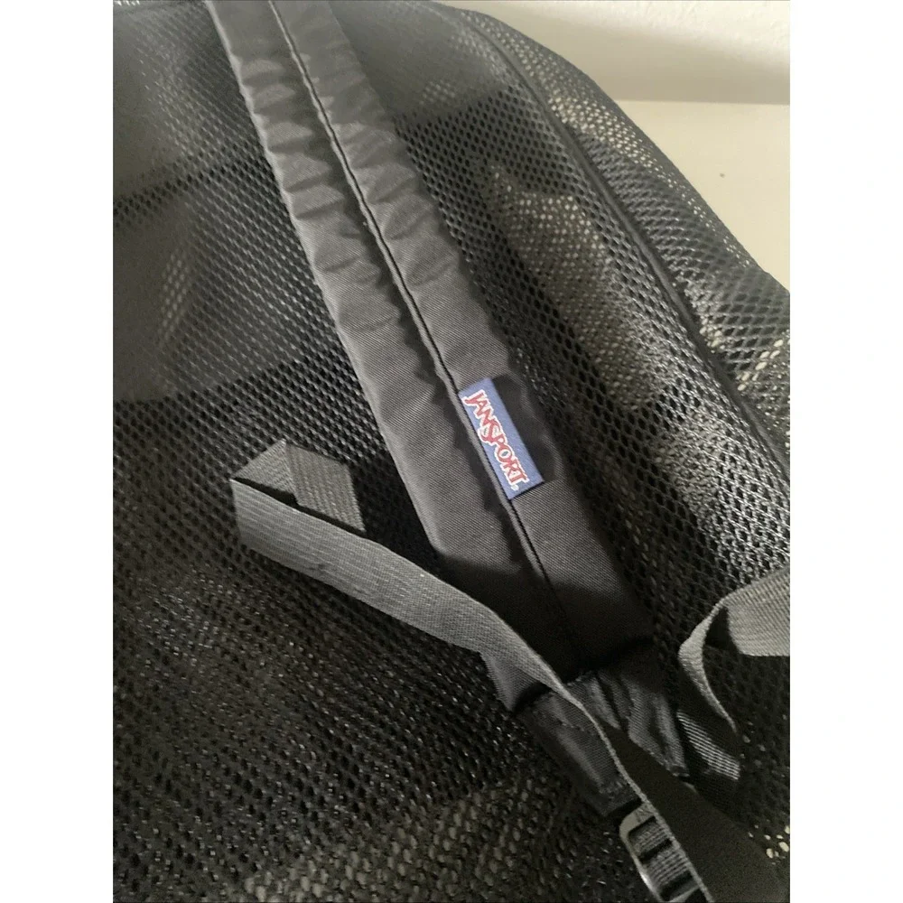 Jansport Mesh Backpack Black See Through Bookbag Hiking Travel Sport